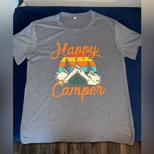 Gray happy camper t size small